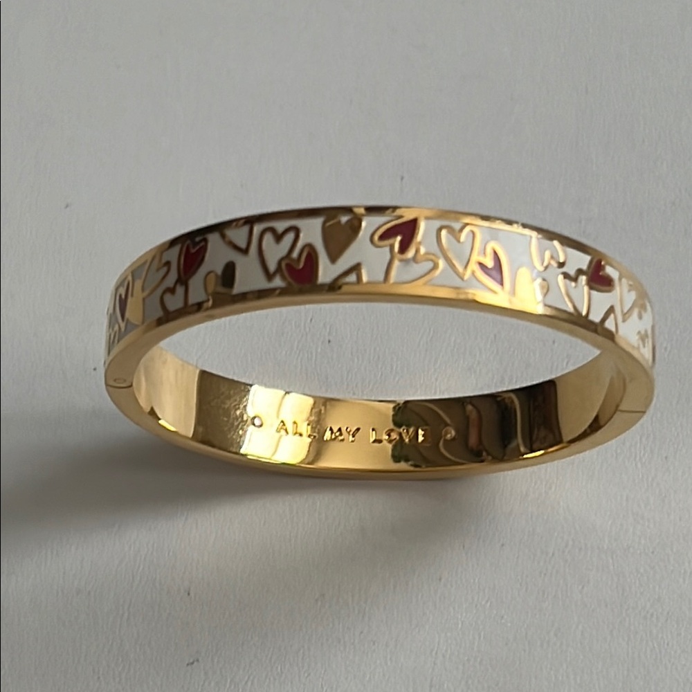 Gold Heart Bangle Bracelet